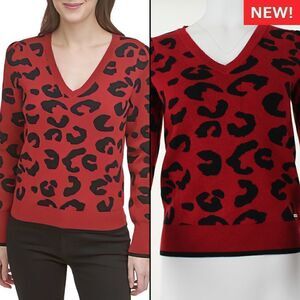 DKNY Rudolph Red Animal Printed Sweater
